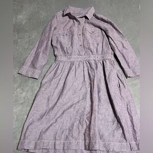 Gap Lavender Long-Sleeve Button-Up Dress